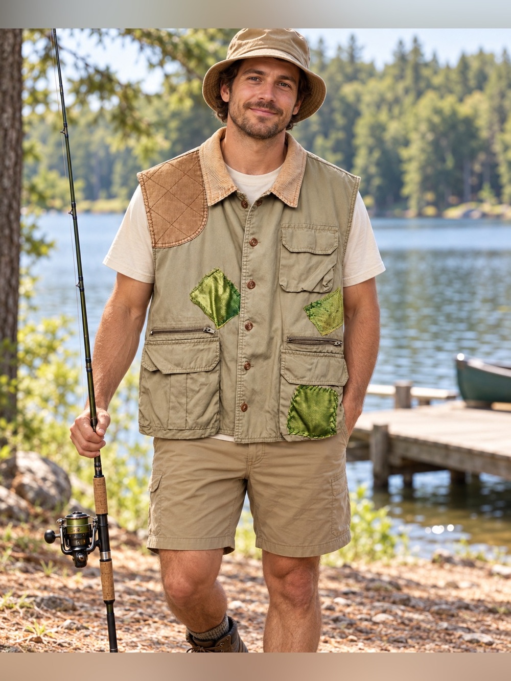 Vtg Atlanta Costume Co Georgia Ensemble Theater Patched Hunting Shooting Vest XL